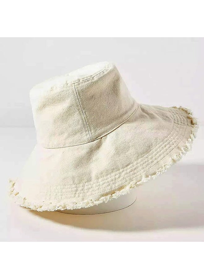 HZEYN Bucket Hats for Women Wide Brim Summer Travel Packable Cotton Bucket Beach Sun Hat UPF 50+ (Beige) - Image 1