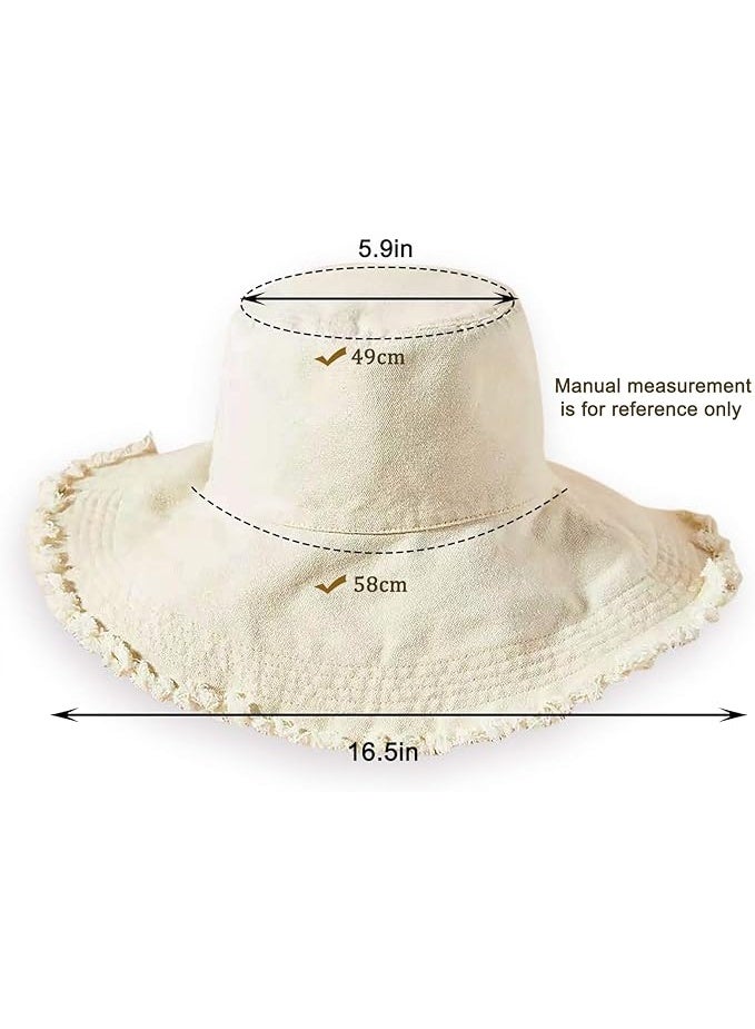 HZEYN Bucket Hats for Women Wide Brim Summer Travel Packable Cotton Bucket Beach Sun Hat UPF 50+ (Beige) - Image 4