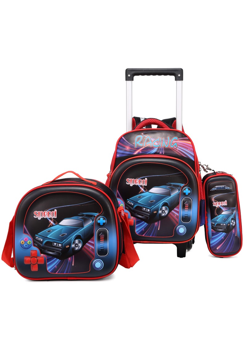 Stargold Baby Backpack 3Pcs For Baby Boys 1 lunch 1 Pencil Box And 1 Bag With Adjustable Strap For School 2 Wheels 12 Inch  - Image 1