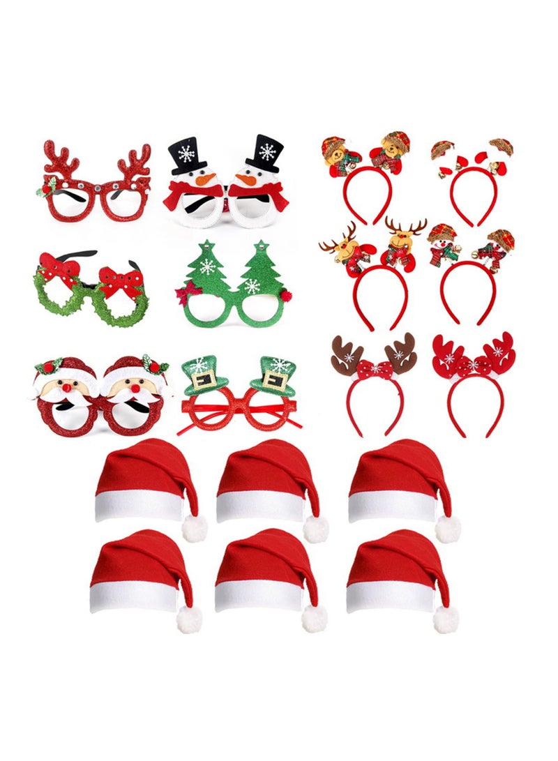 Holiday Decoration Clothing Glasses Set Hat Headband Suitable for Holiday Party Clothing Accessories Christmas（A） - Image 1