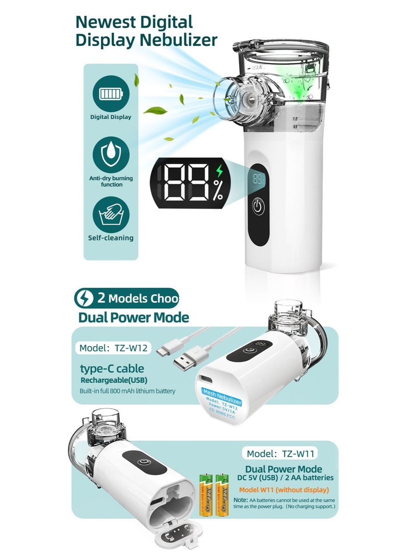 RUKYU Newest Intelligent Colorful Digital Nebulizer for Adults & Kids , Portable Handheld Atomizer with Automatic Cleaning- Ultrasonic Mesh Atomizer, Cold Mist Large Vapor Inhaler, Quiet Operation, 800mAh Long Battery Life, Suitable for Home, Office, and Travel - Image 5