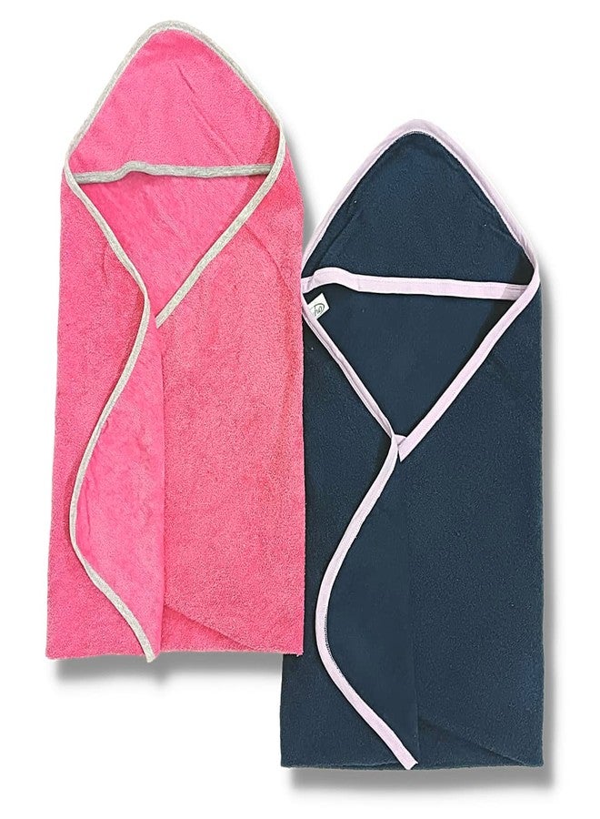 TuddyBuddy 100% Cotton Hooded Terry Towel for Babies/Super Soft Bath Towel for 0 Months - 2 Years Baby - Ideal for Newborn Babies - (Pack of 2 - Dark Pink & Dark Blue) - Image 4
