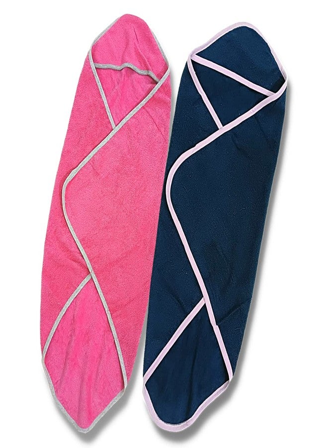 TuddyBuddy 100% Cotton Hooded Terry Towel for Babies/Super Soft Bath Towel for 0 Months - 2 Years Baby - Ideal for Newborn Babies - (Pack of 2 - Dark Pink & Dark Blue) - Image 3