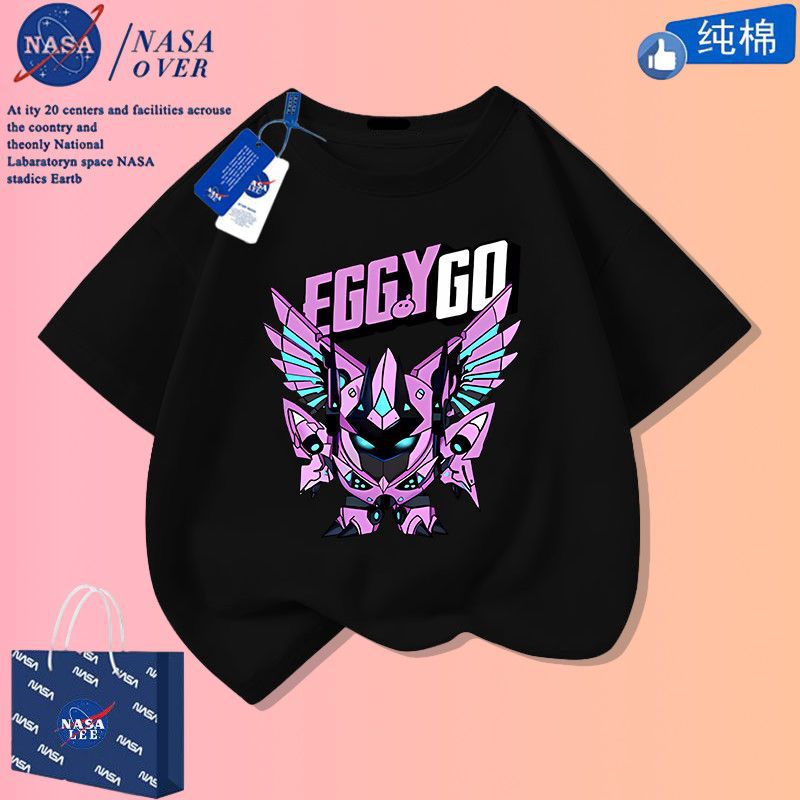 Nasa Joint Egg Boy Golden Knight Pure Cotton Short-Sleeved Boys Handsome Cartoon T-Shirt Big Kids Fashionable Half-Sleeved - Image 1
