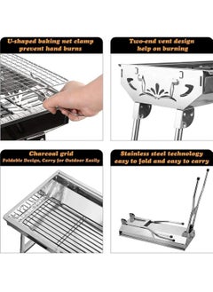 Generic Large Portable Stainless Steel BBQ Grill 48x28x57 cm Silver  - Image 3