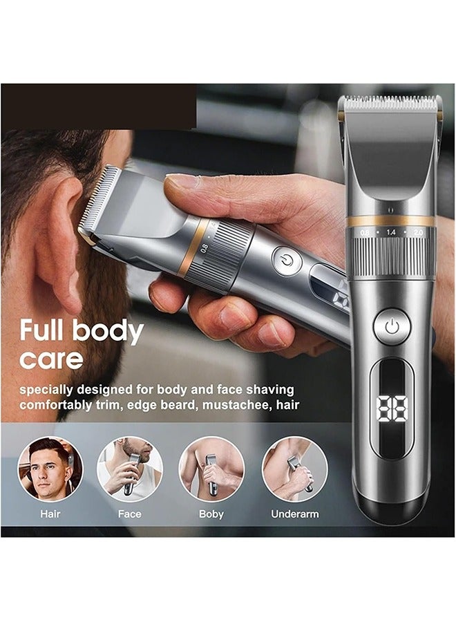Electric Hair Clipper for Men, Rechargeable Cordless Hair Trimming with LCD Display & 4 Limit Combs, Beard Trimmer Hair Cutting Kit for Barbers and Stylists - Image 2