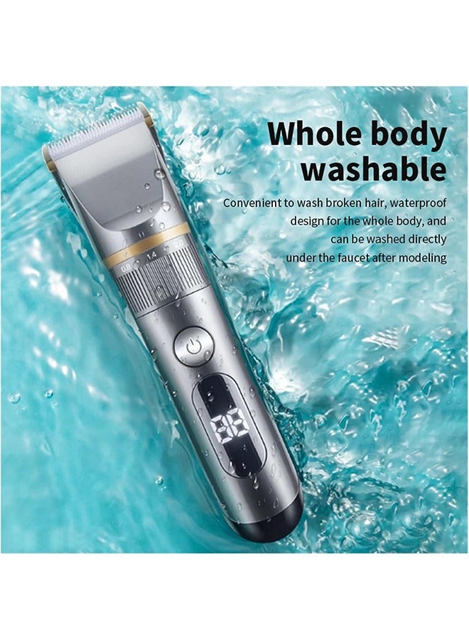 Electric Hair Clipper for Men, Rechargeable Cordless Hair Trimming with LCD Display & 4 Limit Combs, Beard Trimmer Hair Cutting Kit for Barbers and Stylists - Image 4