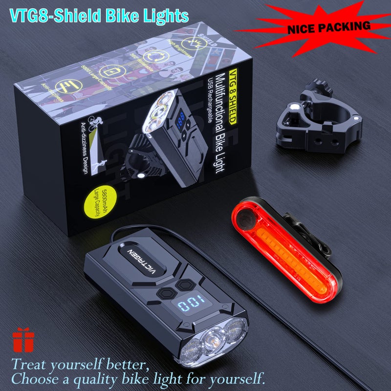 Victagen Super Bright Bike Lights 8000 Lumen for Night Riding, Super Bright 3 LED Lights for Bike/Bicycle Headlight with High Beam & Low Beam TypeC Rechargeable, Free Taillights - Image 5