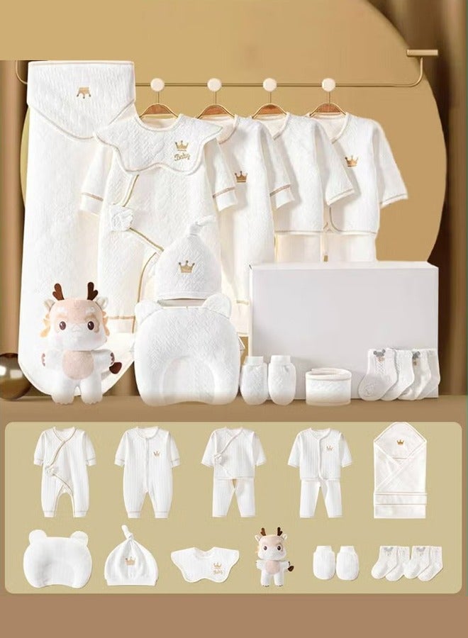 18PCS Newborn Baby Gift Set, Newborn Layette Gift Set for Boys and Girls, Babies Essential Clothes Accessories with Baby Blanket, 100% Premium Cotton, for Spring Summer Autumn Winter Four Seasons - Image 1