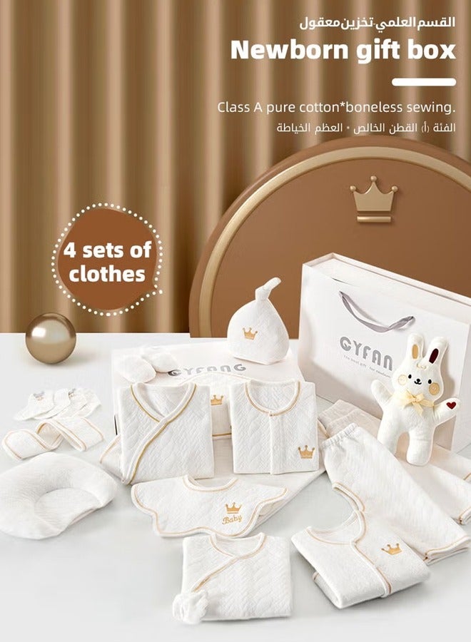 18PCS Newborn Baby Gift Set, Newborn Layette Gift Set for Boys and Girls, Babies Essential Clothes Accessories with Baby Blanket, 100% Premium Cotton, for Spring Summer Autumn Winter Four Seasons - Image 2