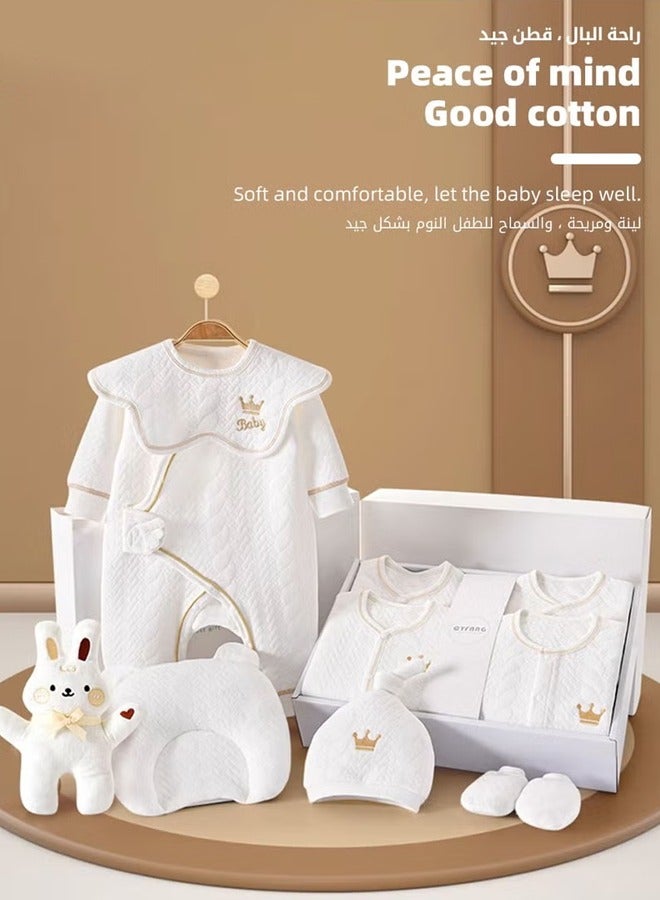 18PCS Newborn Baby Gift Set, Newborn Layette Gift Set for Boys and Girls, Babies Essential Clothes Accessories with Baby Blanket, 100% Premium Cotton, for Spring Summer Autumn Winter Four Seasons - Image 3