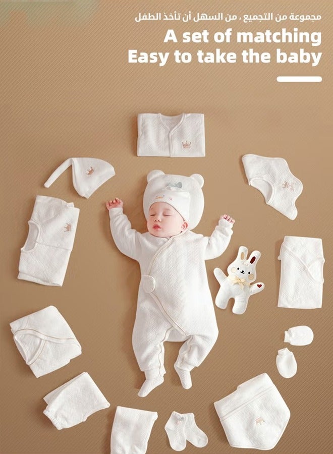 18PCS Newborn Baby Gift Set, Newborn Layette Gift Set for Boys and Girls, Babies Essential Clothes Accessories with Baby Blanket, 100% Premium Cotton, for Spring Summer Autumn Winter Four Seasons - Image 4