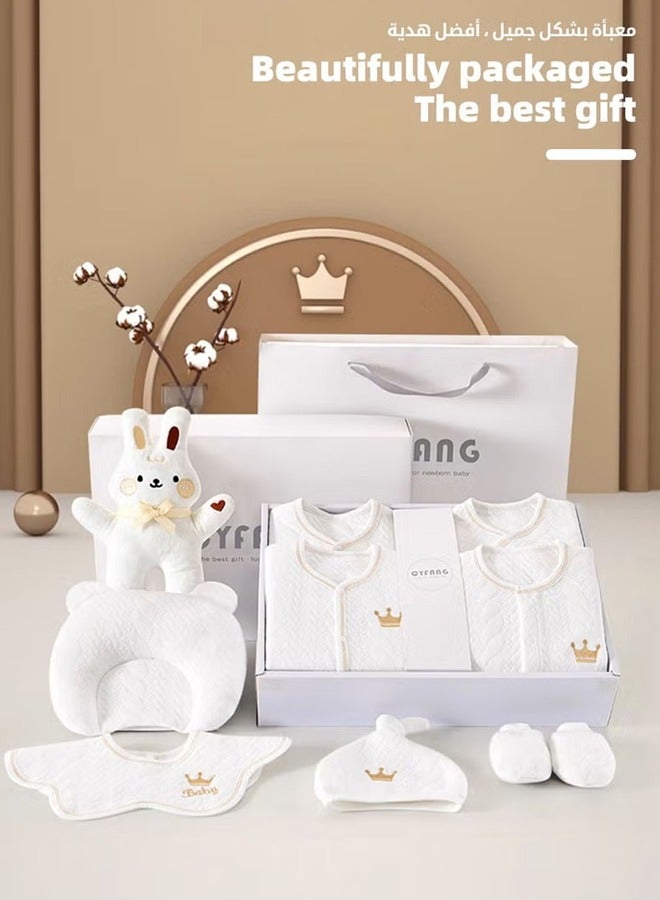 18PCS Newborn Baby Gift Set, Newborn Layette Gift Set for Boys and Girls, Babies Essential Clothes Accessories with Baby Blanket, 100% Premium Cotton, for Spring Summer Autumn Winter Four Seasons - Image 5