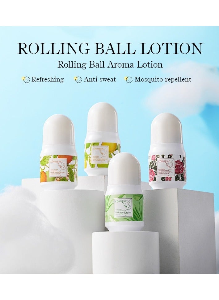 Kormesic 4-Pack Roll-On Deodorant Set (Aloe, Orange, Sweet Lemon, Rose) 50g Each - Refresh & Soothe - Image 3