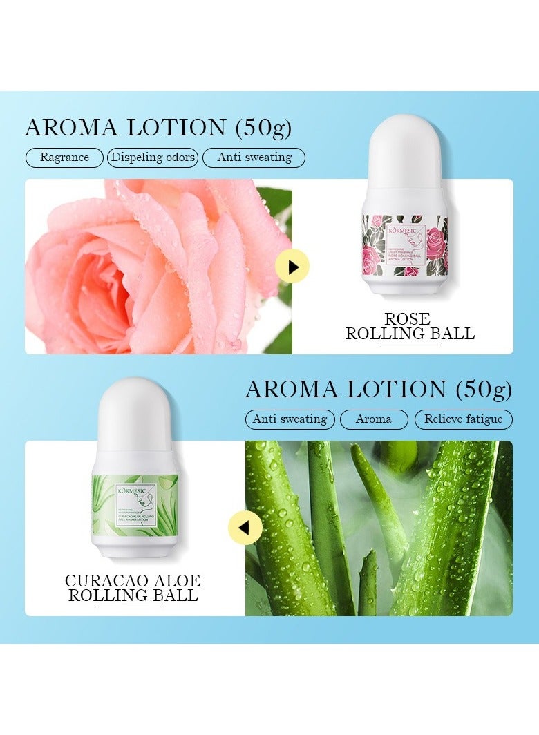 Kormesic 4-Pack Roll-On Deodorant Set (Aloe, Orange, Sweet Lemon, Rose) 50g Each - Refresh & Soothe - Image 5