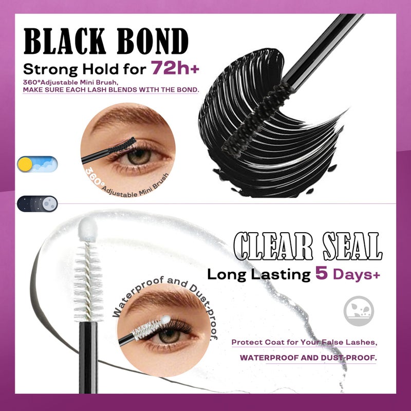 GAQQI Lash Cluster Glue, Lash Bond and Seal Waterproof Eyelash Glue for Eyelash Clusters, Strong Hold Adhesive for DIY Use, Latex-Free Safe Formula - Image 2