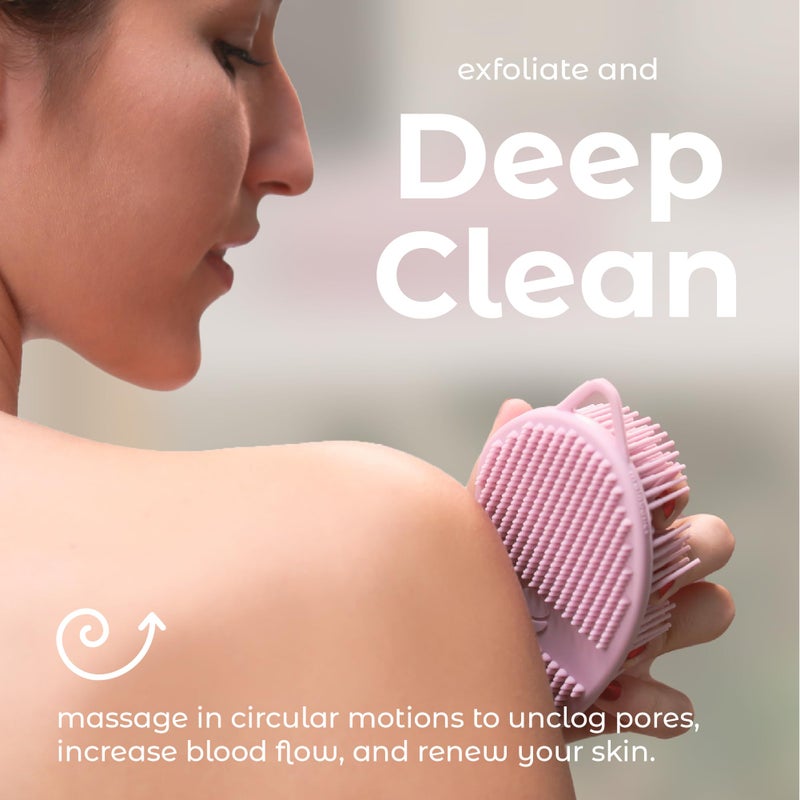 MainBasics Silicone Body Scrubber â€“ Dual-Sided Shower Exfoliator for Men & Women, Gentle Silicone Loofah Alternative for Deep Clean (Pink, Exfoliate) - Image 5