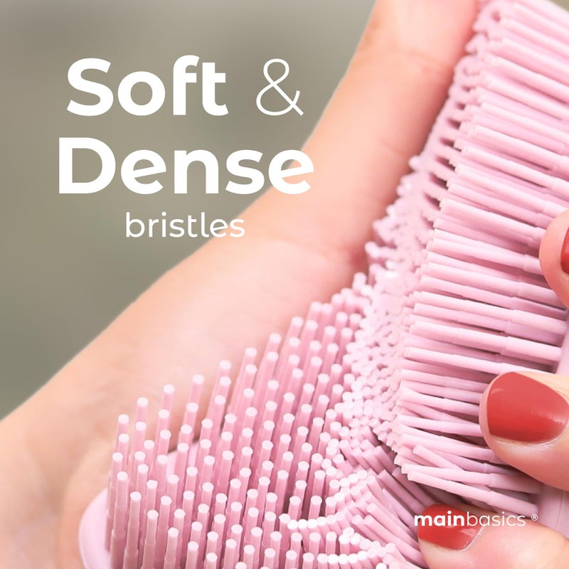 MainBasics Silicone Body Scrubber â€“ Dual-Sided Shower Exfoliator for Men & Women, Gentle Silicone Loofah Alternative for Deep Clean (Pink, Exfoliate) - Image 3