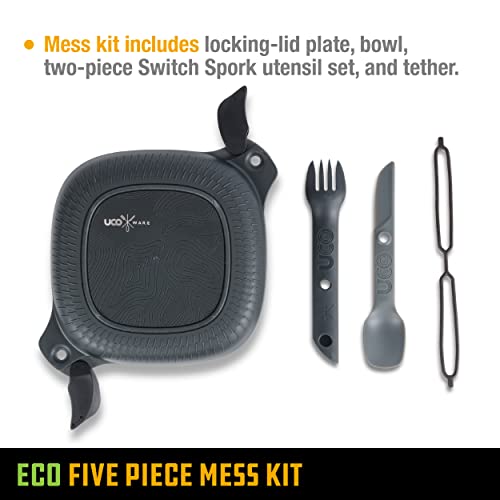 UCO Recycled ECO 5-Piece Camping and Outdoor Mess Kit with Bowl, Plate, Switch Spork Utensil Set - Image 3