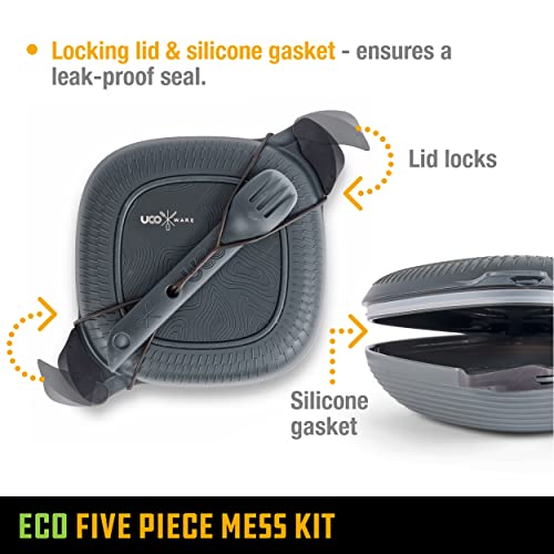 UCO Recycled ECO 5-Piece Camping and Outdoor Mess Kit with Bowl, Plate, Switch Spork Utensil Set - Image 4