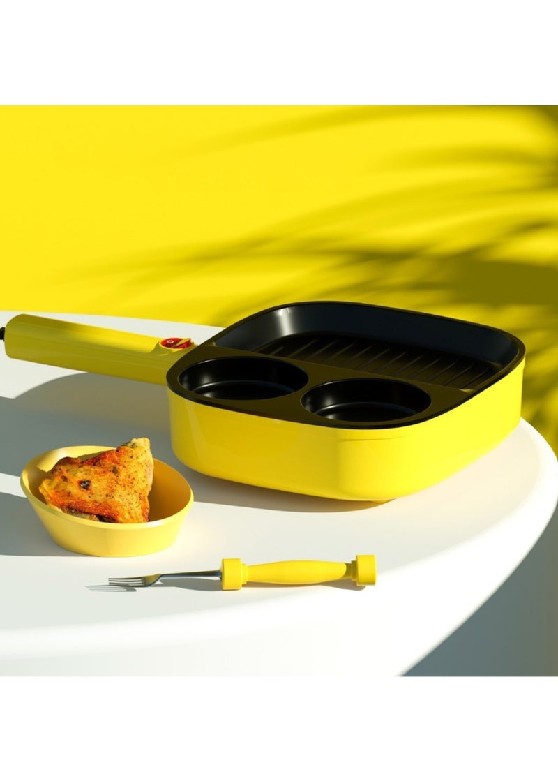 Generic - 3-in-1Multi-function Pancake Frying Pan Sandwich Maker, Omelette Breakfast Maker, Steak Maker- Yellow - Image 1