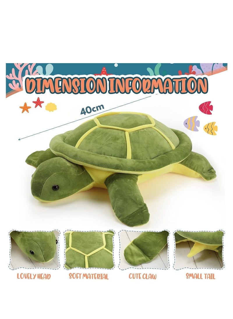 ARGT - 40cm Sea Turtle Stuffed Animal – Soft Plush Turtle Pillow, Large Green Plushie for Kids, Girls, Boys – Cute Cuddly Toy, Nursery & Home Decor, Gift for Birthday, Valentine, Mother's Day - Image 1