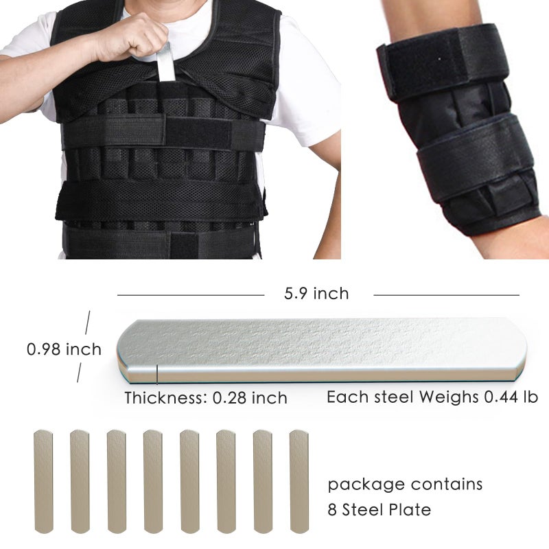 Mavee 3.5 lbs Steel Weight Plates, 8-Pack (0.44 lb Each), 5.9" x 1" Electroplated Rustproof Inserts for Weighted Vests, Ankle & Wrist Weights, Rucking and Strength Training - Image 2