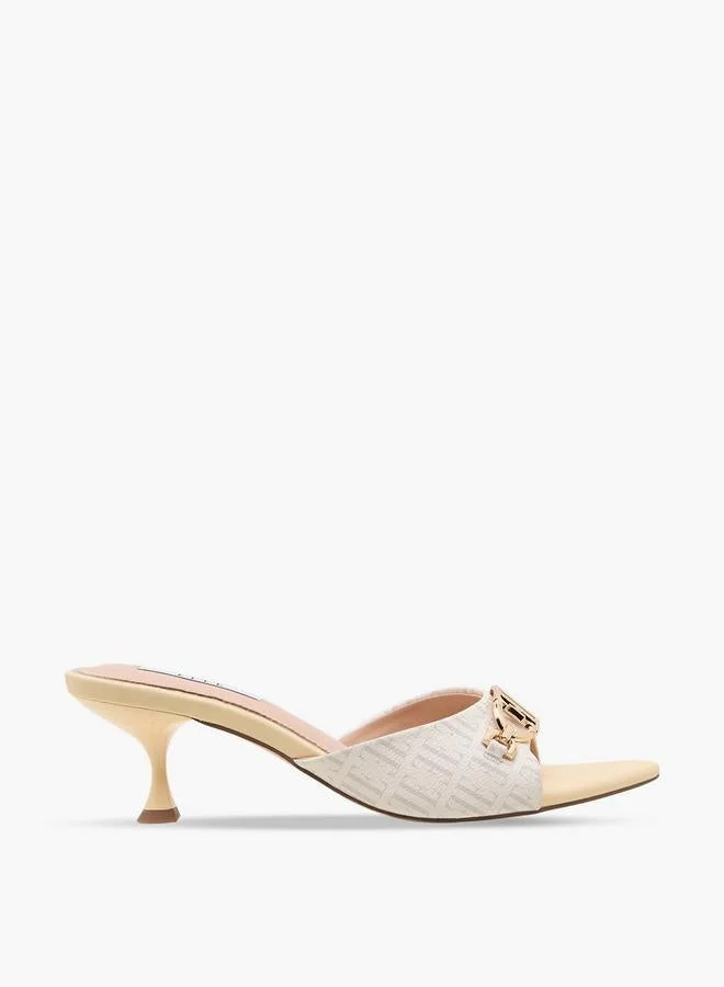 ELLE Women Metal Accent Flared Heel Sandals