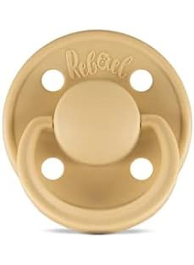 Rebael Mono Natural Rubber Round Pacifier Size 2 Baby 6M Plus 1 Pack Almond - Image 3