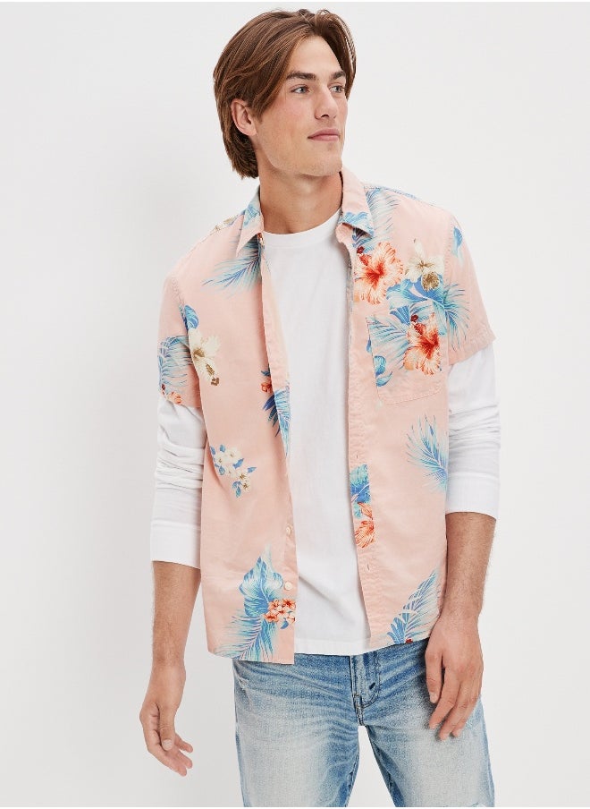 American Eagle - AE Tropical Button-Up Resort Shirt - Image 1