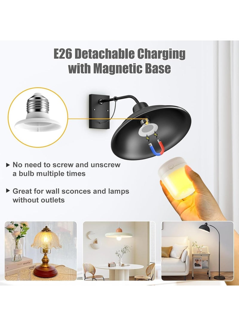 E26 Rechargeable Light Bulb, 2 Pack Battery Backup Bulb with Remote and Timer for Sconces and Lamps, E26 Detachable Charging for Non-Hardwired Fixture, 3 Color Temperatures - Image 3