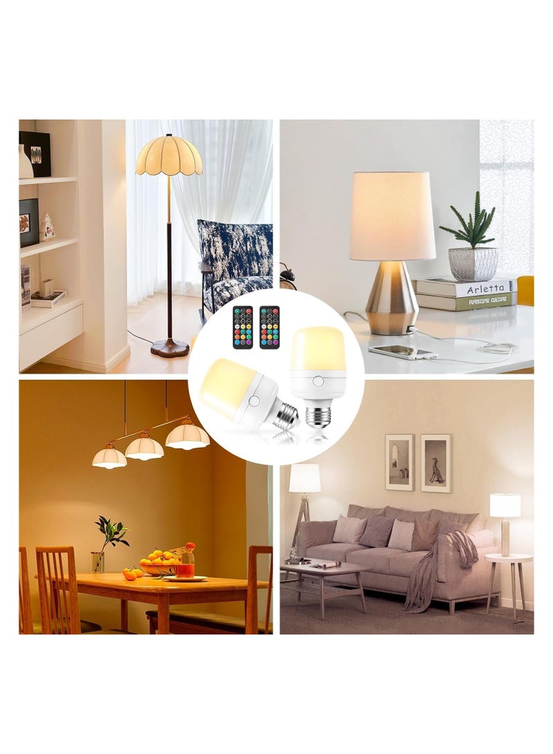 E26 Rechargeable Light Bulb, 2 Pack Battery Backup Bulb with Remote and Timer for Sconces and Lamps, E26 Detachable Charging for Non-Hardwired Fixture, 3 Color Temperatures - Image 5