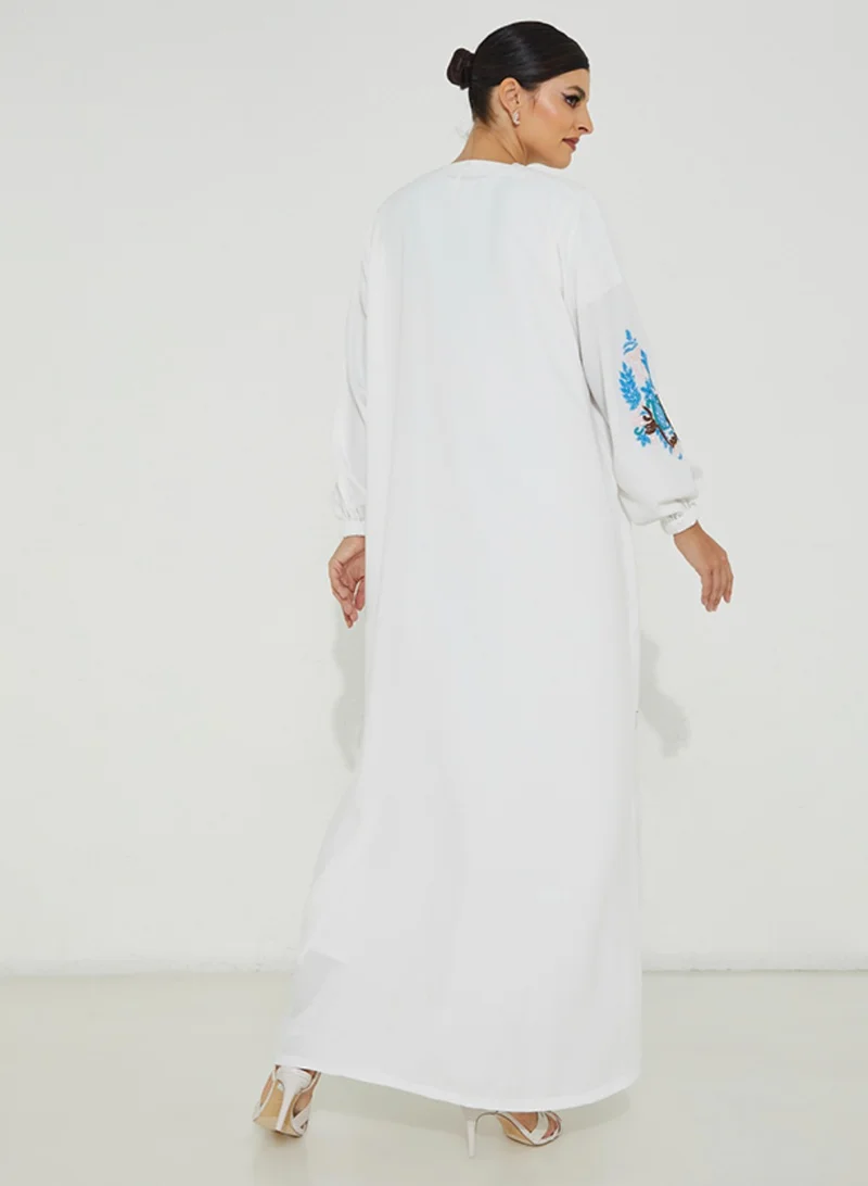 Rosette Abaya White Blue abaya