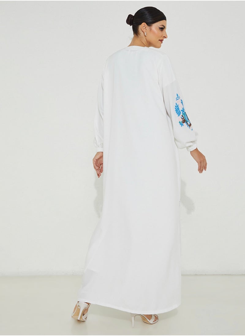 روزيت عباية - عباية بيضاء زرقاء - Image 1