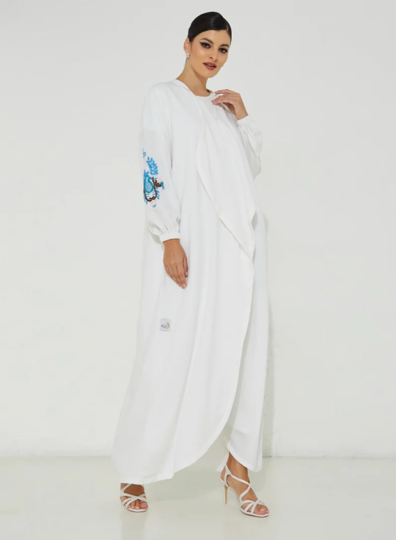 Rosette Abaya White Blue abaya