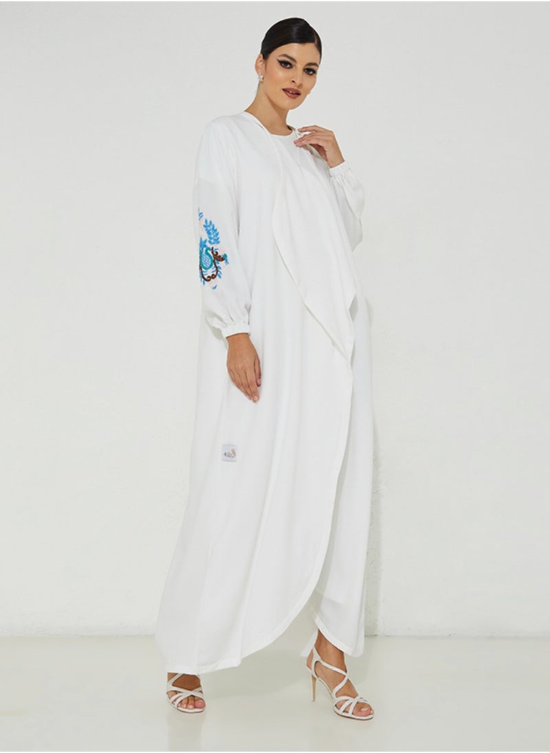 روزيت عباية - عباية بيضاء زرقاء - Image 1