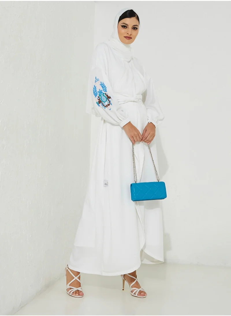 Rosette Abaya White Blue abaya