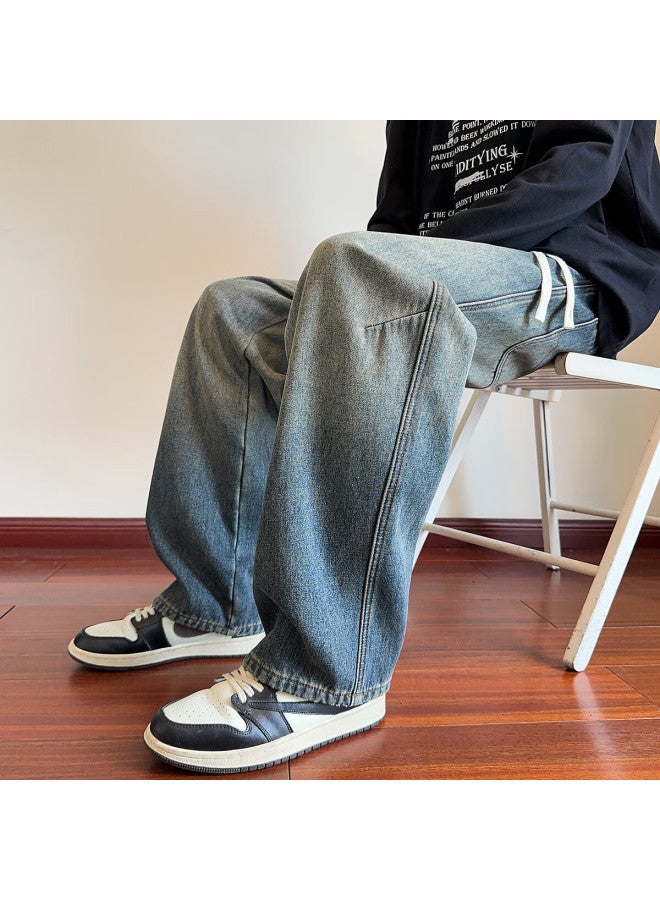 TonLion Tangshi Autumn Winter Men's Loose Retro Washed Wide-leg Denim Jeans - Image 1