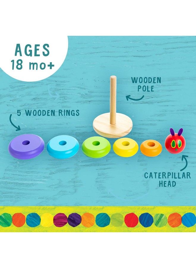 Kids Preferred World Of Eric Carle The Very Hungry Caterpillar Wooden Stacker With Colorful Rainbow Rings 7 Inch Stacking Solid Wood Educational Developmental Toy Sorting And Stacking Multicolor  - Image 4