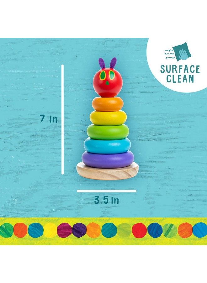 Kids Preferred World Of Eric Carle The Very Hungry Caterpillar Wooden Stacker With Colorful Rainbow Rings 7 Inch Stacking Solid Wood Educational Developmental Toy Sorting And Stacking Multicolor  - Image 5