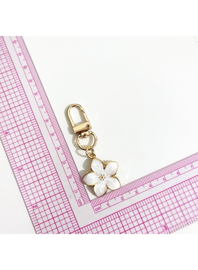 Generic Lovely Sakura Flower Keychain Charm Enamel Pink White Black Women Bag Charms Key Ring Accessories-Color:pink  - Image 5