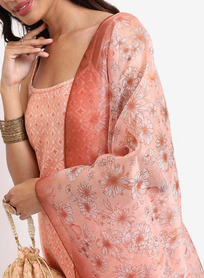 Ketch Geo Print Kurta & Palazzo with Dupatta Co-Ords by Styli