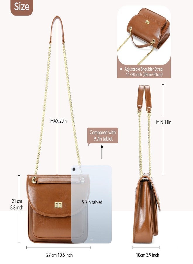 Peacocktion Crossbody Purses for Women Trendy Designer Vegan Leather Ladies Shoulder Bags with Chain Brown - Image 5