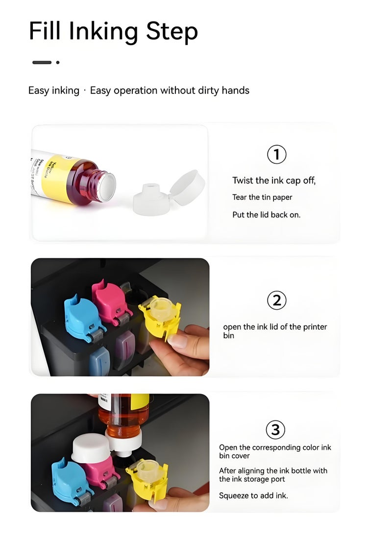 4-Piece Ink Refill Kit GT52 Compatible With HP Printer DeskJet Smart GT Tank Ink - Image 2