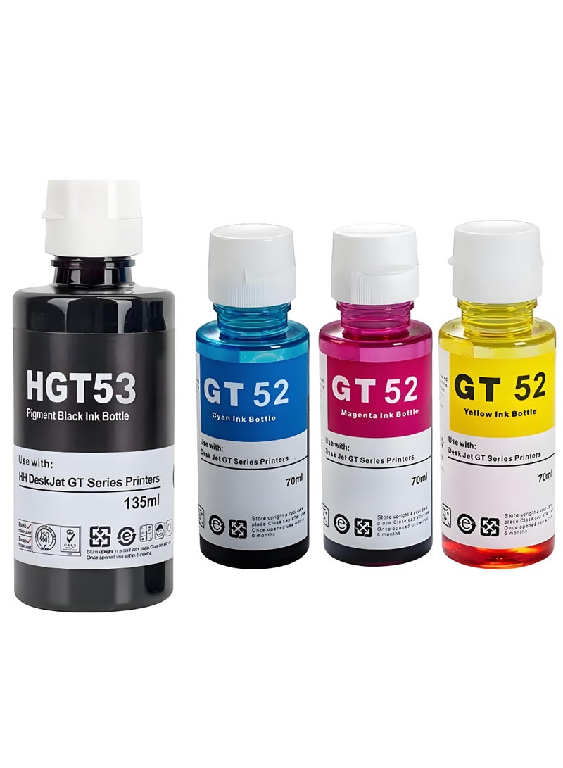 4-Piece Ink Refill Kit GT52 Compatible With HP Printer DeskJet Smart GT Tank Ink - Image 1