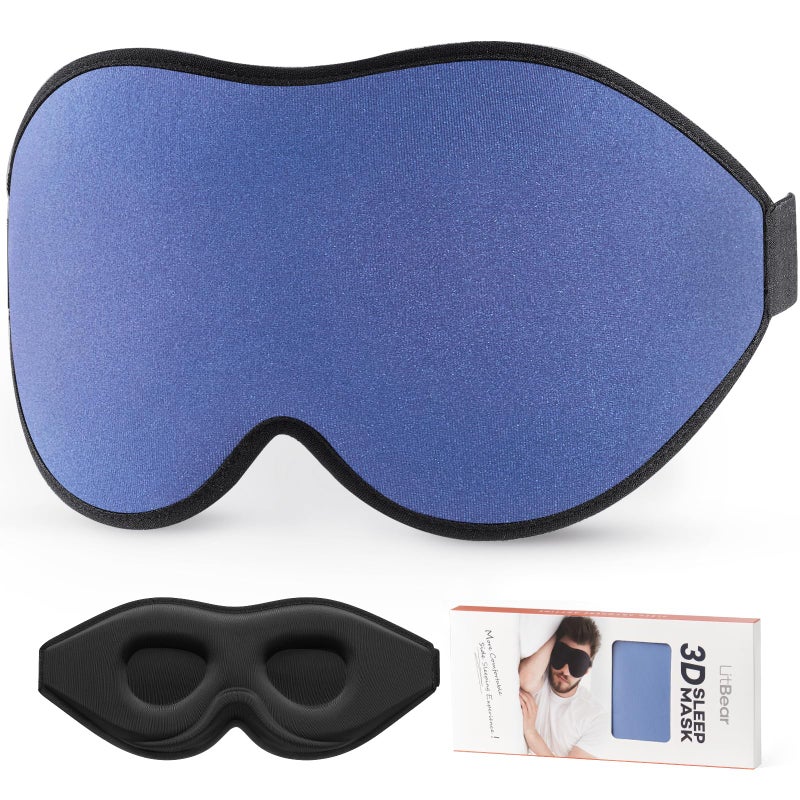 LitBear Sleep Masks, Light Blocking Eye Mask Sleeping for Women Men Side Sleeper, Soft 3D Comfortable Sleeping Mask with Adjustable Elastic Strap for Travel - Image 1