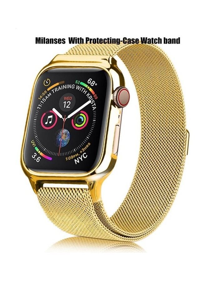 نيبمينينت سوار ميلانيز حلقي للساعة مع إطار لساعة أبل سيريز 4/5 قياس 40 مم ذهبي - Image 2