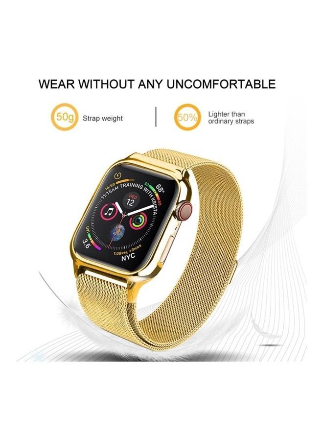 نيبمينينت سوار ميلانيز حلقي للساعة مع إطار لساعة أبل سيريز 4/5 قياس 40 مم ذهبي - Image 4