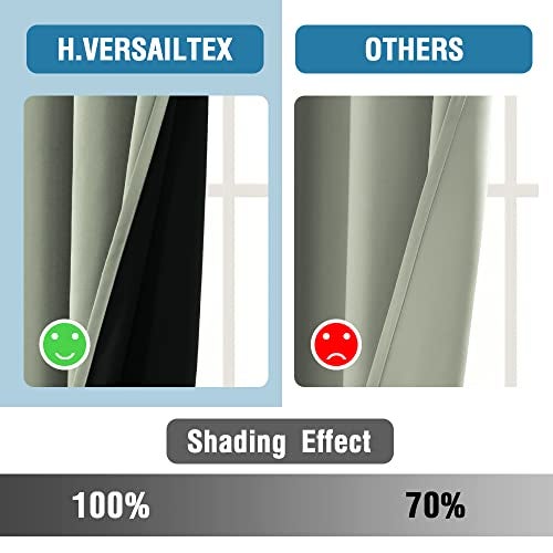 H.VERSAILTEX 100% Blackout Curtains for Bedroom Thermal Insulated Blackout Curtains 84 inch Length Heat and Full Light Blocking Curtains for Living Room with Black Liner 2 Panels Set, Light Sage - Image 5