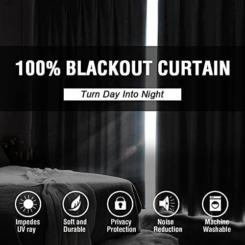 H.VERSAILTEX 100% Blackout Curtains for Bedroom Thermal Insulated Blackout Curtains 84 inch Length Heat and Full Light Blocking Curtains for Living Room with Black Liner 2 Panels Set, Light Sage - Image 2